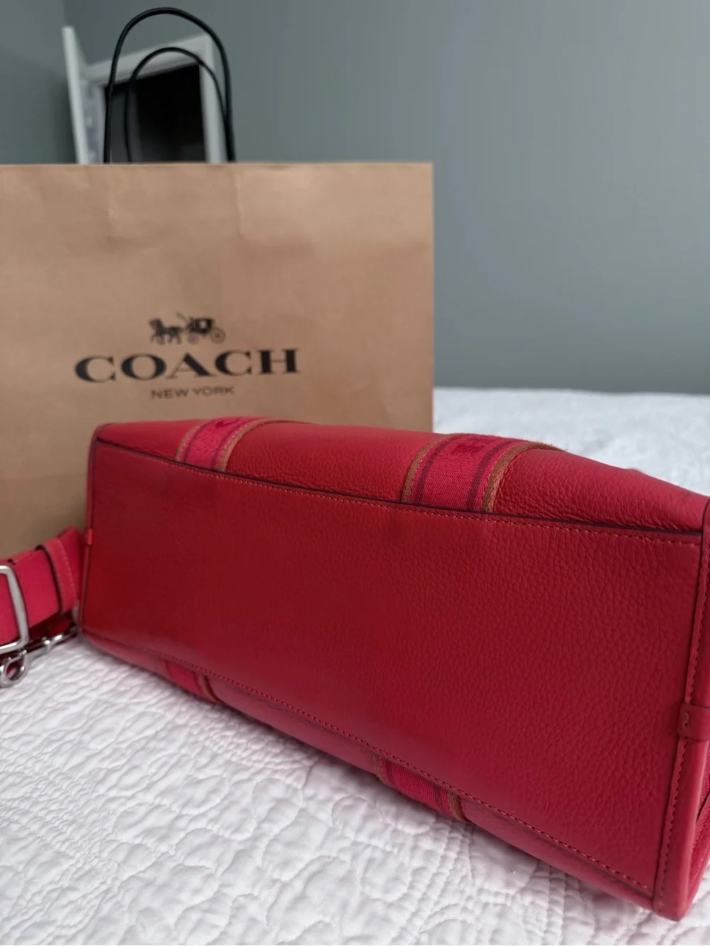 Coach Pink Leather Tote with Adjustable Strap